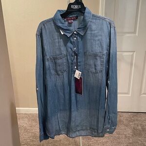 Rock & Roll Cowgirl Denim Blue Casual Shirt